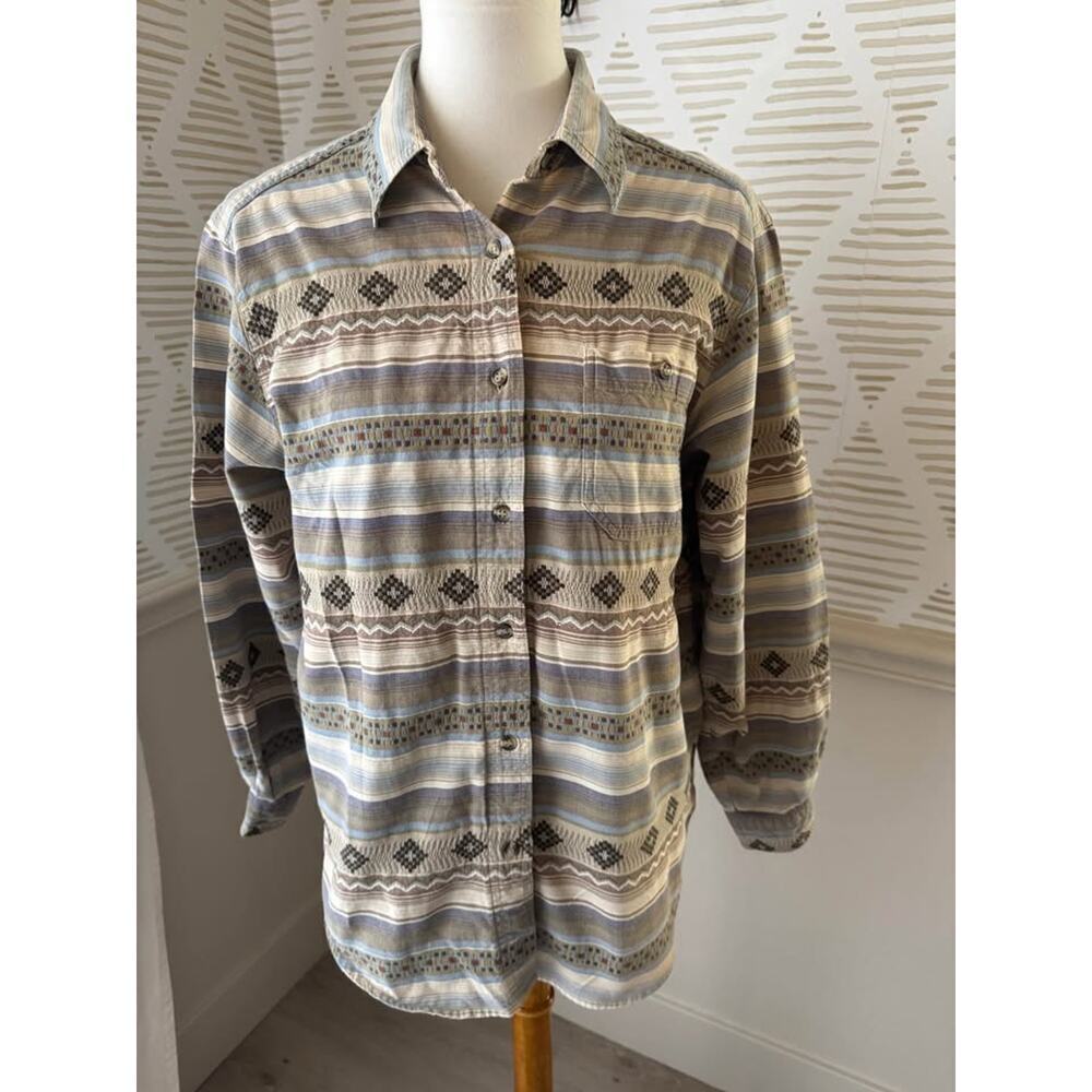 Cabin Creek Women’s Large 90s Southwestern Aztec Embroidered Button Down Shirt